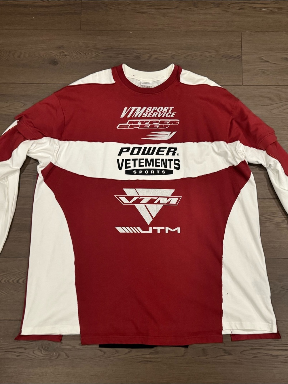 Vetements red and white racing long sleeve